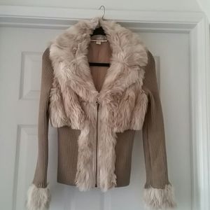 Boston Proper Faux fur sweater xs